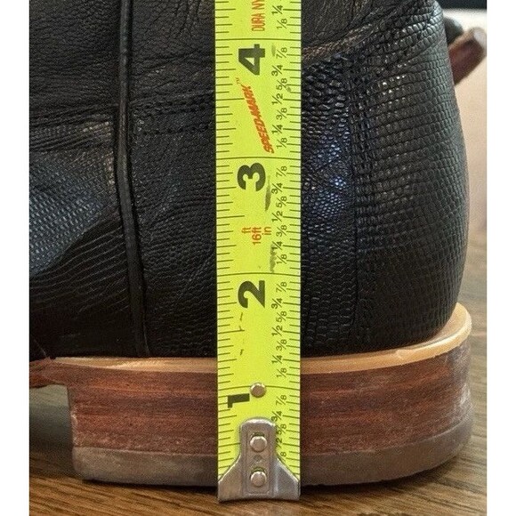 Los Altos Genuine Lizard Teju Cowboy Boots Men’s Sz 7.5 Black Pull On Snip Toe - Picture 16 of 16